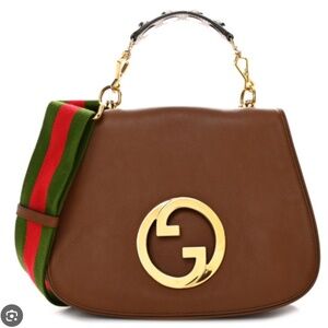 NEW WITH TAGS- Gucci Blondie NM Flap Leather Bag BROWN calfskin